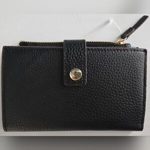 LOTIS Classic Pebble Leathet Black Wallet NEW